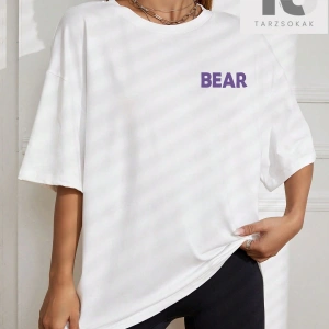 Karikatür & Harf Grafik Düşük Omuz Oversize Tişört