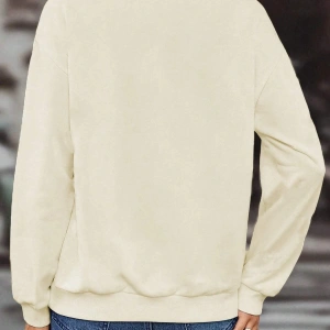 Karikatür & Harf Grafikli Damla Omuzlu Kazak Bej