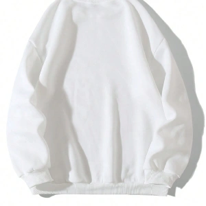 Karikatür & Slogan Grafikli Düşük Omuz Oversize Sweat Beyaz