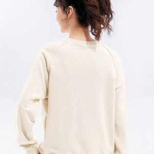 Karikatür & Slogan Grafikli Reglan Kol Sweat Bej