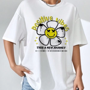 Karikatür ve Grafik tasarım Oversize T-shirt Cartoon/Letter serisi kod120
