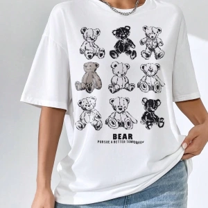 Karikatür ve Grafik tasarım Oversize T-shirt Cartoon/Letter serisi kod127
