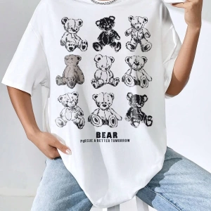 Karikatür ve Grafik tasarım Oversize T-shirt Cartoon/Letter serisi kod127
