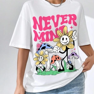 Karikatür ve Grafik tasarım Oversize T-shirt Cartoon/Letter serisi kod129