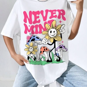 Karikatür ve Grafik tasarım Oversize T-shirt Cartoon/Letter serisi kod129