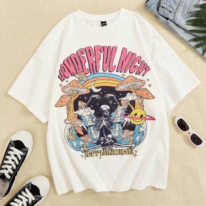 Karikatür ve Grafik tasarım Oversize T-shirt Cartoon/Letter serisi kod13