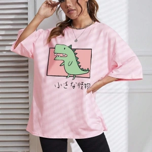 Karikatür ve Grafik tasarım Oversize T-shirt Cartoon/Letter serisi kod139