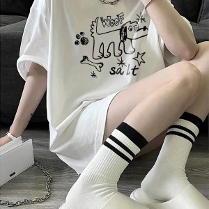 Karikatür ve Grafik tasarım Oversize T-shirt Cartoon/Letter serisi kod157