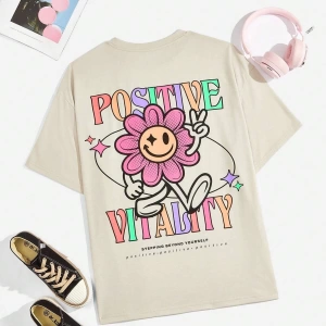 Karikatür ve Grafik tasarım Oversize T-shirt Cartoon/Letter serisi kod159