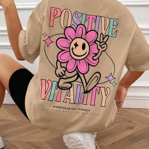 Karikatür ve Grafik tasarım Oversize T-shirt Cartoon/Letter serisi kod160