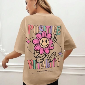 Karikatür ve Grafik tasarım Oversize T-shirt Cartoon/Letter serisi kod160