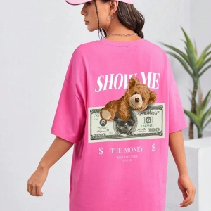 Karikatür ve Grafik tasarım Oversize T-shirt Cartoon/Letter serisi kod165