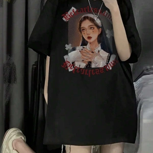 Karikatür ve Grafik tasarım Oversize T-shirt Cartoon/Letter serisi kod169