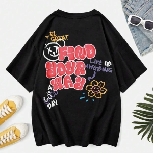 Karikatür ve Grafik tasarım Oversize T-shirt Cartoon/Letter serisi kod176