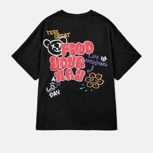 Karikatür ve Grafik tasarım Oversize T-shirt Cartoon/Letter serisi kod176