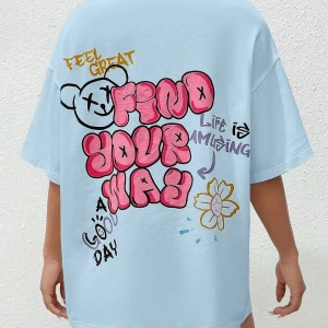 Karikatür ve Grafik tasarım Oversize T-shirt Cartoon/Letter serisi kod183