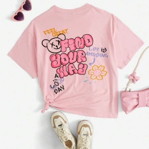 Karikatür ve Grafik tasarım Oversize T-shirt Cartoon/Letter serisi kod184