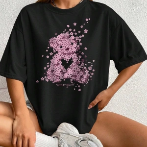 Karikatür ve Grafik tasarım Oversize T-shirt Cartoon/Letter serisi kod191