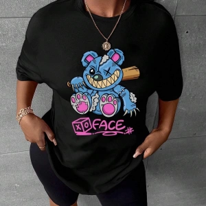 Karikatür ve Grafik tasarım Oversize T-shirt Cartoon/Letter serisi kod192
