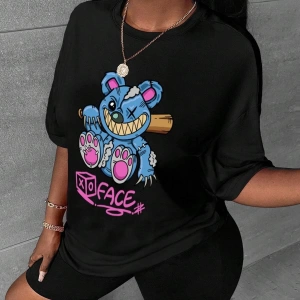 Karikatür ve Grafik tasarım Oversize T-shirt Cartoon/Letter serisi kod192