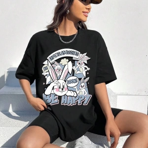 Karikatür ve Grafik tasarım Oversize T-shirt Cartoon/Letter serisi kod2