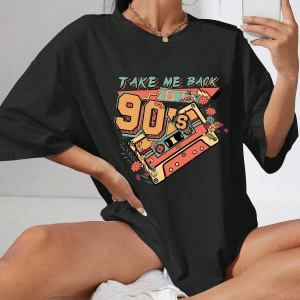 Karikatür ve Grafik tasarım Oversize T-shirt Cartoon/Letter serisi kod20