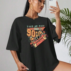 Karikatür ve Grafik tasarım Oversize T-shirt Cartoon/Letter serisi kod20