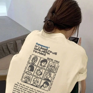 Karikatür ve Grafik tasarım Oversize T-shirt Cartoon/Letter serisi kod205