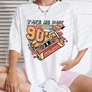 Karikatür ve Grafik tasarım Oversize T-shirt Cartoon/Letter serisi kod21