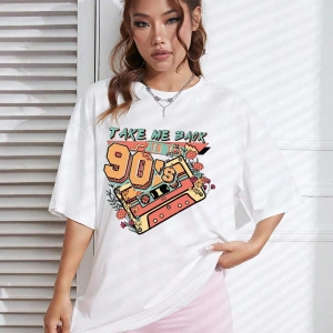 Karikatür ve Grafik tasarım Oversize T-shirt Cartoon/Letter serisi kod21