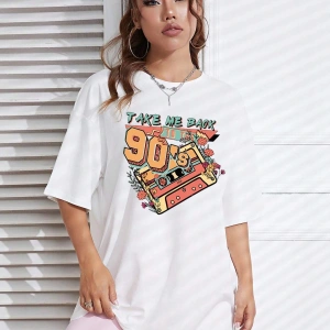 Karikatür ve Grafik tasarım Oversize T-shirt Cartoon/Letter serisi kod21