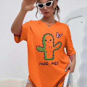 Karikatür ve Grafik tasarım Oversize T-shirt Cartoon/Letter serisi kod225