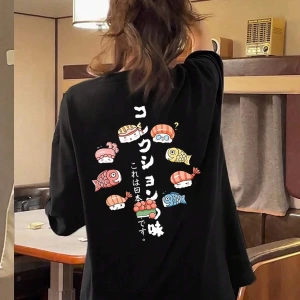 Karikatür ve Grafik tasarım Oversize T-shirt Cartoon/Letter serisi kod244