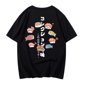 Karikatür ve Grafik tasarım Oversize T-shirt Cartoon/Letter serisi kod244