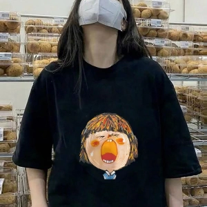 Karikatür ve Grafik tasarım Oversize T-shirt Cartoon/Letter serisi kod245