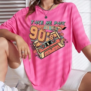 Karikatür ve Grafik tasarım Oversize T-shirt Cartoon/Letter serisi kod25