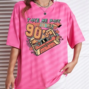 Karikatür ve Grafik tasarım Oversize T-shirt Cartoon/Letter serisi kod25