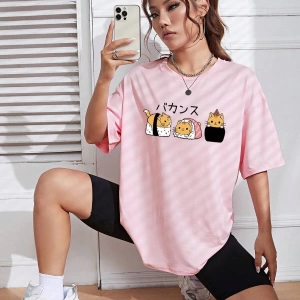 Karikatür ve Grafik tasarım Oversize T-shirt Cartoon/Letter serisi kod285