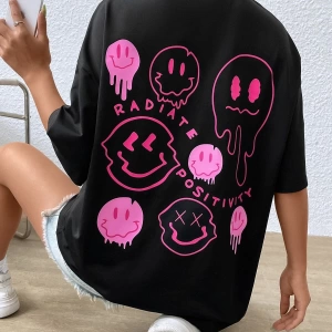 Karikatür ve Grafik tasarım Oversize T-shirt Cartoon/Letter serisi kod306