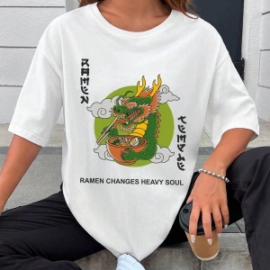 Karikatür ve Grafik tasarım Oversize T-shirt Cartoon/Letter serisi kod323