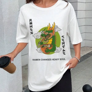 Karikatür ve Grafik tasarım Oversize T-shirt Cartoon/Letter serisi kod323