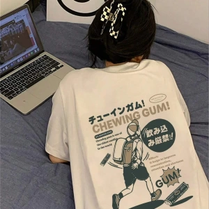 Karikatür ve Grafik tasarım Oversize T-shirt Cartoon/Letter serisi kod363