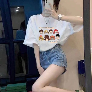 Karikatür ve Grafik tasarım Oversize T-shirt Cartoon/Letter serisi kod374