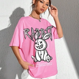 Karikatür ve Grafik tasarım Oversize T-shirt Cartoon/Letter serisi kod38