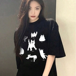 Karikatür ve Grafik tasarım Oversize T-shirt Cartoon/Letter serisi kod385