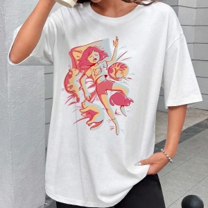 Karikatür ve Grafik tasarım Oversize T-shirt Cartoon/Letter serisi kod386
