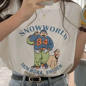 Karikatür ve Grafik tasarım Oversize T-shirt Cartoon/Letter serisi kod394