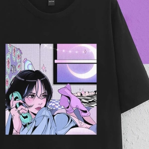 Karikatür ve Grafik tasarım Oversize T-shirt Cartoon/Letter serisi kod402