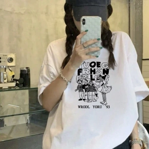 Karikatür ve Grafik tasarım Oversize T-shirt Cartoon/Letter serisi kod428