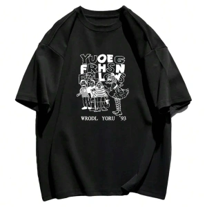 Karikatür ve Grafik tasarım Oversize T-shirt Cartoon/Letter serisi kod428